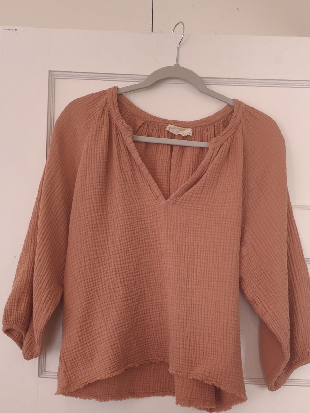 Nation Relaxed 100% Cotton Gauze Top in Clay